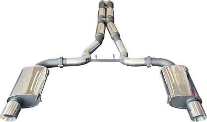 Manta | Twin 3″ Cat Back Exhaust System with Hotdog Mufflers Twin Tips | Ford Mustang FM S550 5.0L V8 Coupe 2015–2017
