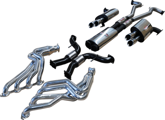 Manta Twin 3″ Stainless Full Exhaust System with 1⅞″ Extractors & Centre & Rear Mufflers | Holden Commodore VE 2006–2013