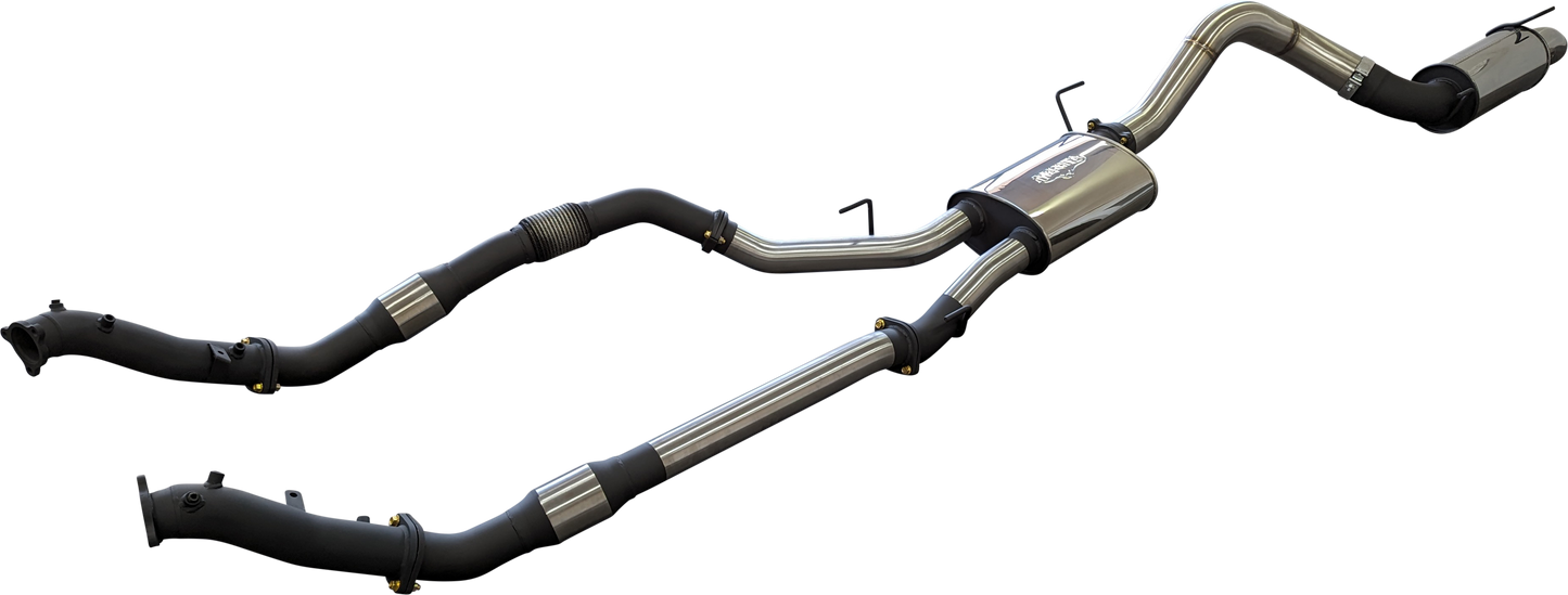 Manta | Twin 3″ Turbo Back Exhaust System with Cats, Muffler & 4″ Tailpipe | Toyota Landcruiser VDJ200 4.5L V8 Wagon 2015–2021