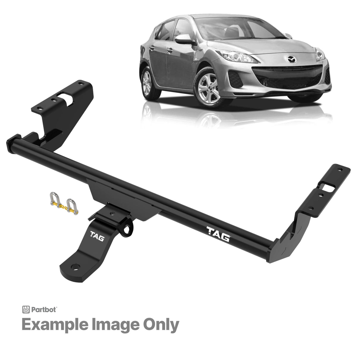 TAG Standard Duty Towbar & Direct Fit Wiring for Mazda 3 SP25 Hatchback 2009-2013 | 900kg towing - T2M581-K201