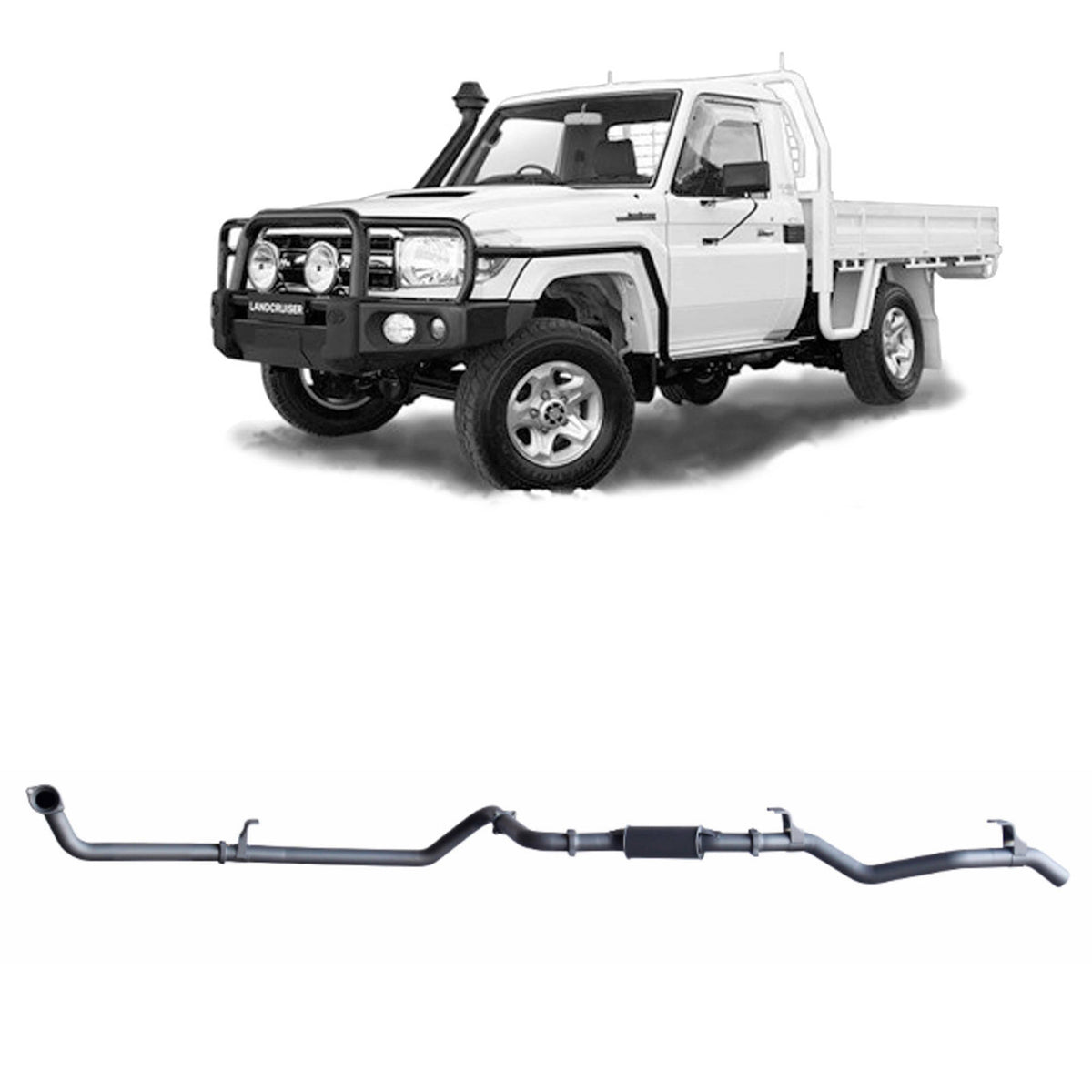 Redback Extreme Duty Exhaust for Toyota Landcruiser 79 Series TD 4.2L 2001-2007 | 76mm - TLX40800-PR