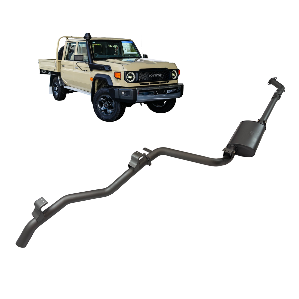 Redback Extreme Duty 3" DPF Back Exhaust with Muffler for Toyota Landcruiser 79 Series 2.8 - TLX44600-PM