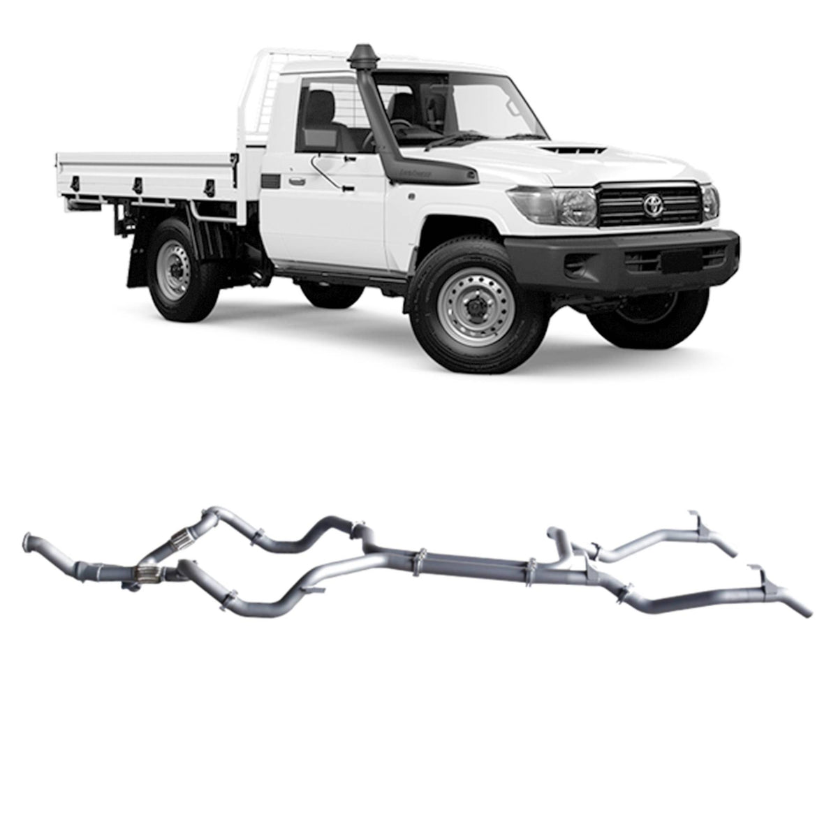 Redback Extreme Duty Twin Exhaust for Toyota Landcruiser 79 Series Single Cab 2007-2016 - TLX46600-PO