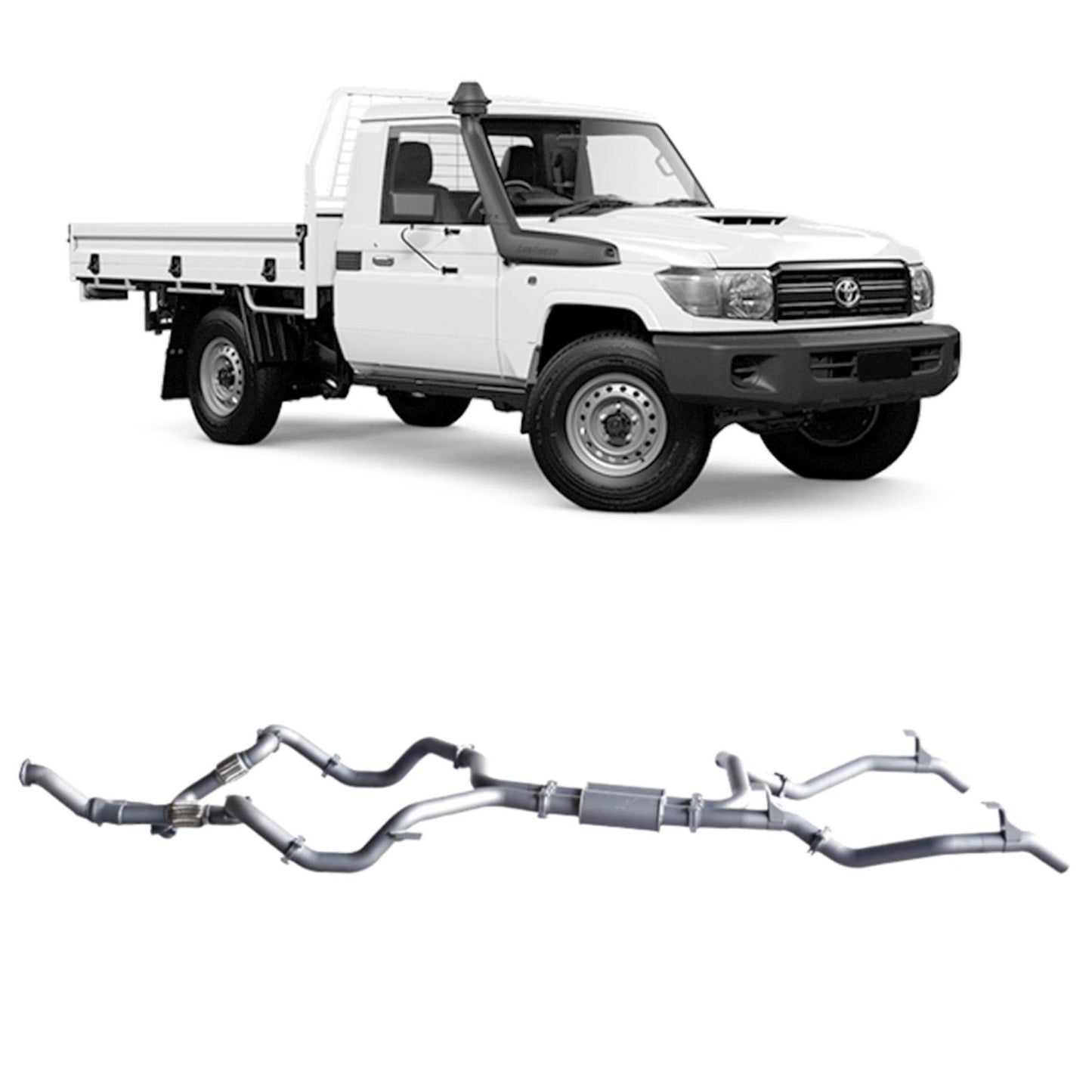 Redback Extreme Duty Twin Exhaust - Toyota Landcruiser 79 Series Single Cab (2007 - 2016) Performance Exhaust System
