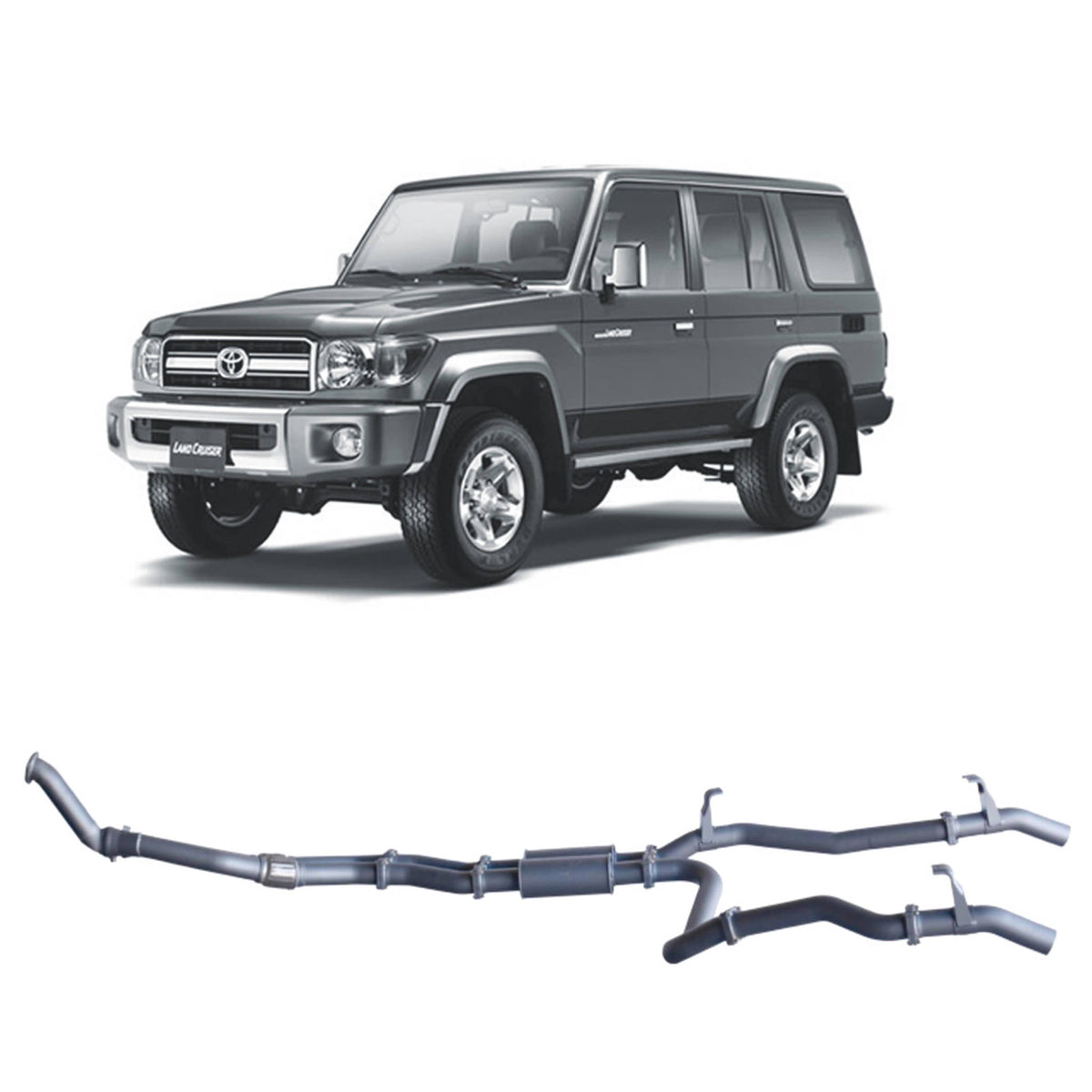 Redback Extreme Duty Twin Exhaust for Toyota Landcruiser 76 Series 2007-2016 - TLX47700-PR