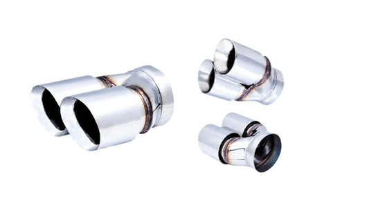 XFORCE - 2.5" Inch Inlet Twin 3.5" Inch Round Angle-Cut Tip (Single In, Twin Out)