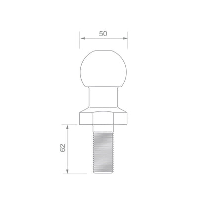 TAG Zinc Plated Tow Ball, 50mm, 3.5 tonne, view 2