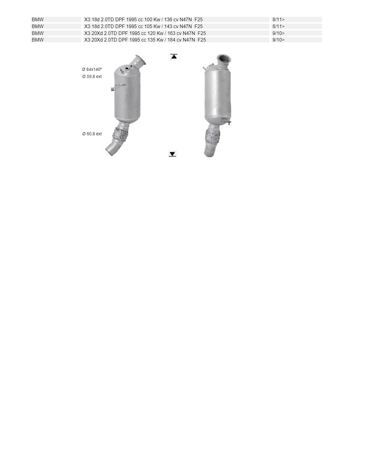AS Catalysts Diesel Particulate Filter Kit for BMW 1, 2, 3, 4, 5 Series & X3 2.0TD N47N (2010–2015), view 4