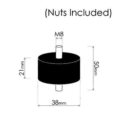 Redback Cotton Reel Mounts - ID 38mm, ROUND, M8 - BLT002