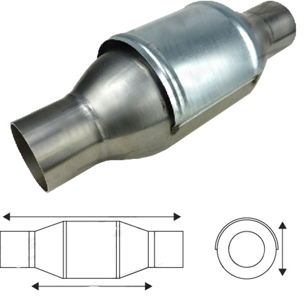 Redback - 2" High Flow Catalytic Converter Centre/Centre 4"x4" Round Ceramic Euro II Aluminised