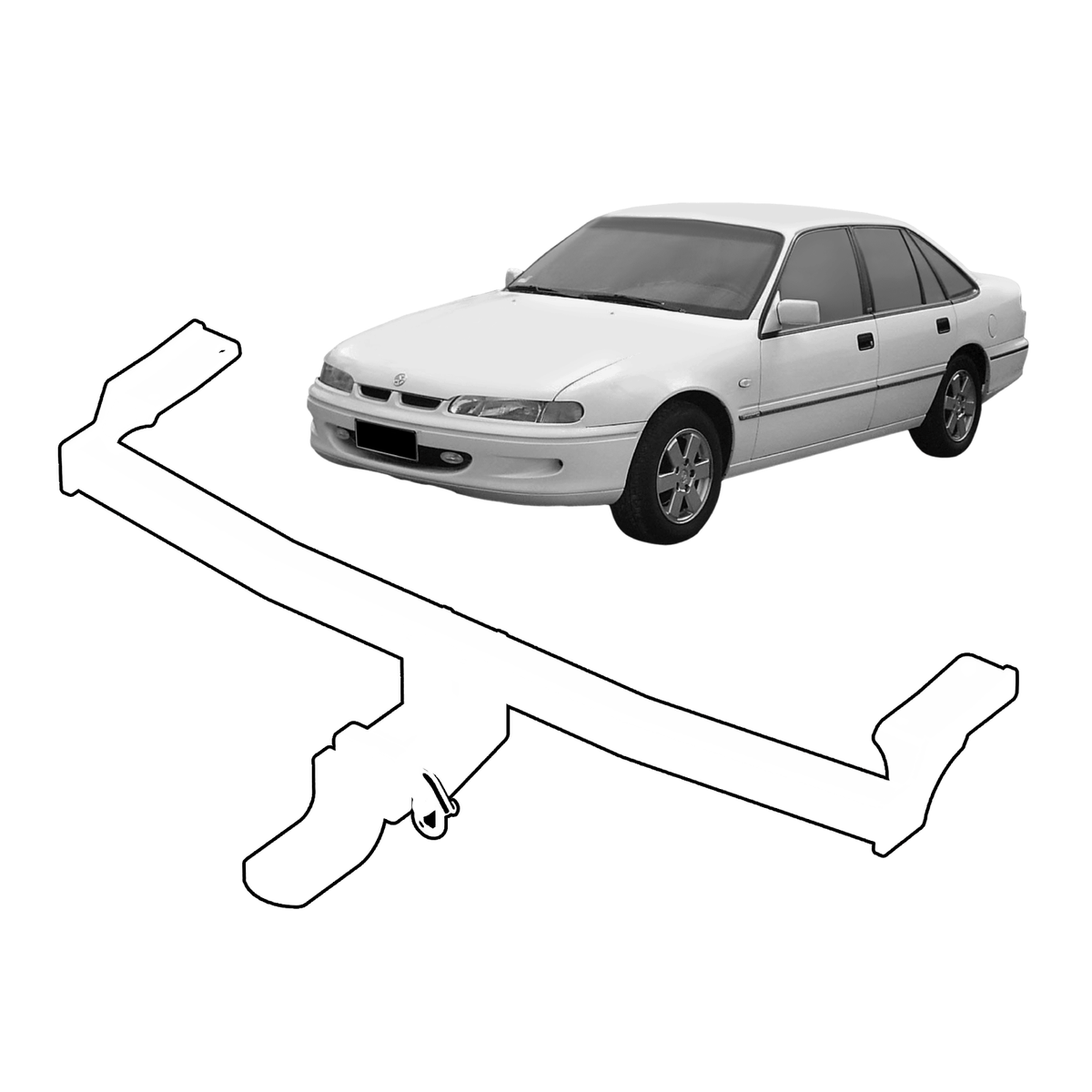 BTA Holden Commodore VN/VS V6 Solid Axle Sedan (08/1988 – 08/1997) Light Duty Towbar 1250/90kg Capacity