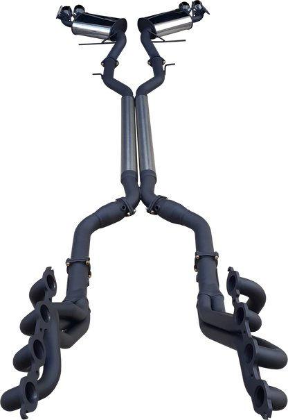 Manta | Twin 3" Full Exhaust System with 1 7/8" Extractors Valves & 4" Tips | Chevrolet Camaro 6th Gen 6.2L V8 Coupe 2016–2022