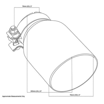 Exhaust Tip - 3" In - 4 1/2" Out - 8" Long (Angle Cut - Inner Cone - 304 Black Chrome)