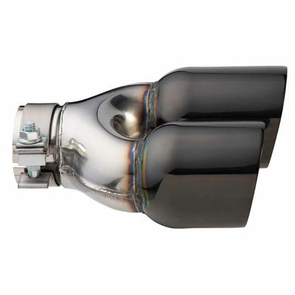 Exhaust Tip, 2.25 inch In, Dual 3.5 inch Out, 9" Long LHS ( Y-Piece - Inner Cone - 304 Black Chrome), view 3