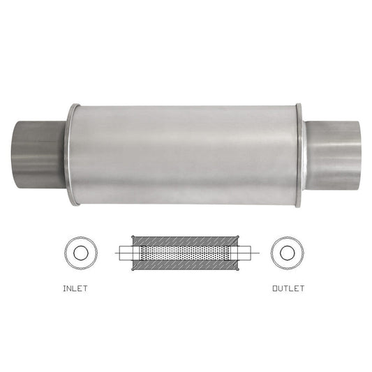 MSA Universal Muffler - 3.5" Inch 6" Round X 14" Long Straight Through