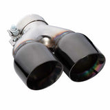 Exhaust Tip - 3 Inch In - Dual 4 Inch Out - 9" Long LHS (Y-Piece - Inner Cone - 304 Black Chrome)