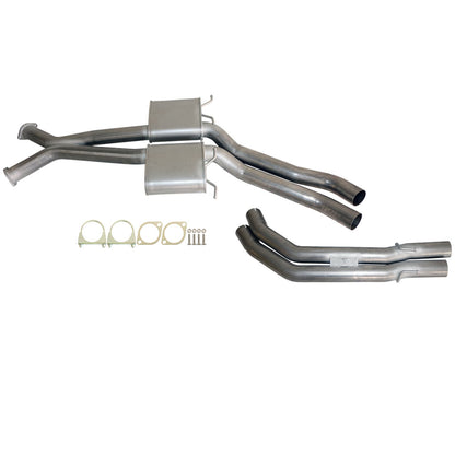 ESA - Holden Commodore VT-VZ V6 & V8 Sedan Twin 3" Kit - Inc X-pipe, Everflo Mufflers & Tailpipe