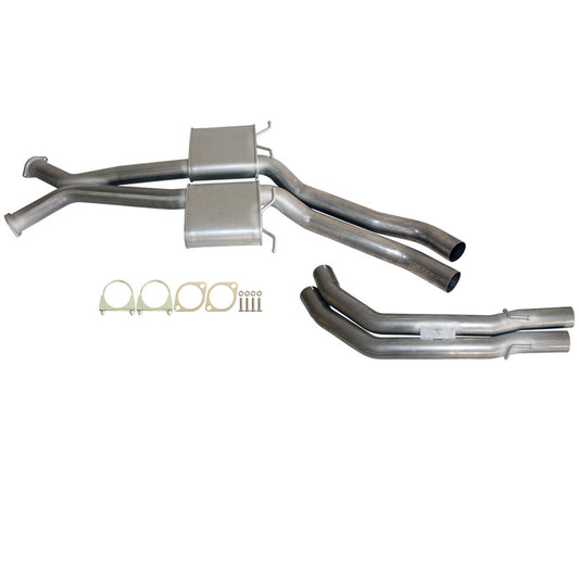 ESA - Holden Commodore VT-VZ V6 & V8 Sedan Twin 3" Kit - Inc X-pipe, Everflo Mufflers & Tailpipe