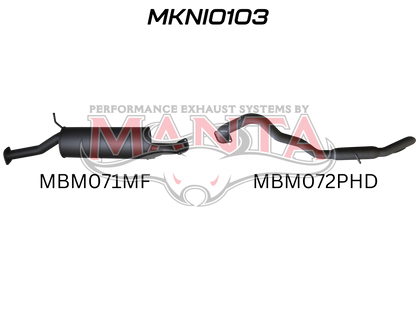 Manta | 2.5in Cat Back Exhaust with Centre Muffler & Rear Hotdog | Nissan Patrol GU 4.8L Wagon 2002–2012
