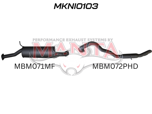 Manta | 2.5in Cat Back Exhaust with Centre Muffler & Rear Hotdog | Nissan Patrol GU 4.8L Wagon 2002–2012