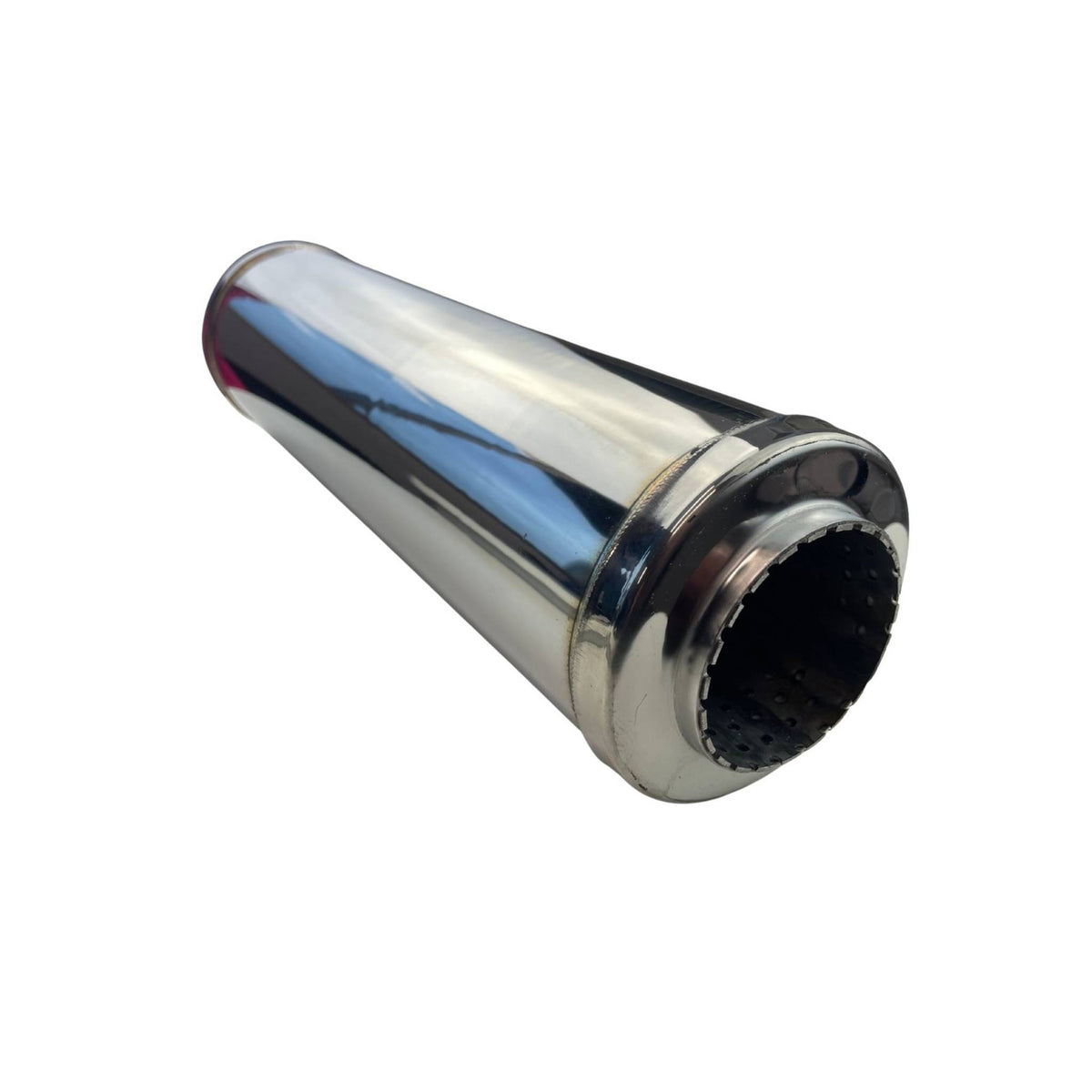Redback 4" Round Chambered TIG Welded Muffler 3" 14" Long 304 SS No Spigots - STR8206GPCN-304