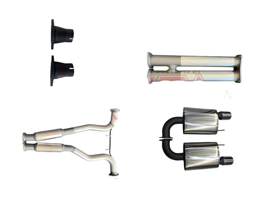 Manta - Ford Mustang V8 FM (2015-17) - Cat Back - 3" Stainless Dual Exhaust - without Centre Mufflers / with Rear Mufflers + Twin Tips