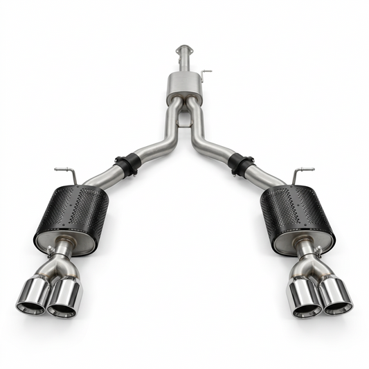 Manta Twin 3″ Stainless Cat Back Exhaust Centre Muffler, Rear Mufflers, Chrome Tips | RAM 1500 DT 3.0L 2025–on