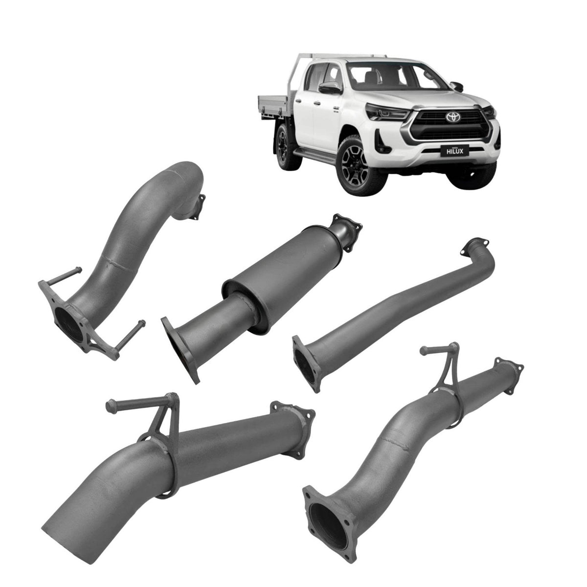 Redback Extreme Duty 3.5" DPF Back Exhaust for Toyota Hilux N80 N90 2.8L 2015-on | 89mm - THX48935-PR