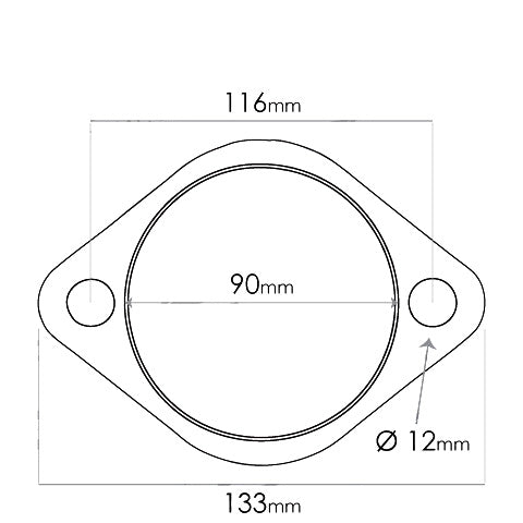 Redback Flange gasket, Universal, ID 90mm (3 1/2"), 2 Bolts - UNG706